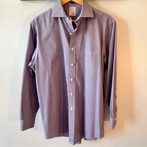 Brooks Brothers Madison Men's Classic Navy and Purple Checkered Shirt, 15-1/2-33